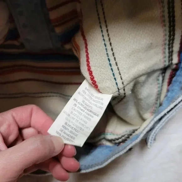 Hollister Jean Denim Jacket Fur Trim Blanket Lined Size M Vintage Y2k 2000s - Picture 7 of 8